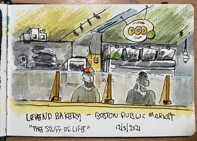 @levendbagelry in the Boston Public Market @uskboston #watercolor #urbansketchers #pleinair