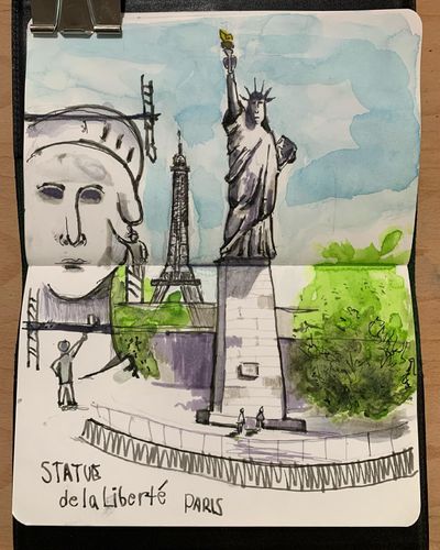 Such a fun time this afternoon sketching with NYC Urban sketchers (@nycurbansketchers) and USK Paris (@uskparis) #uskparismeetingnewyork #statueofliberty