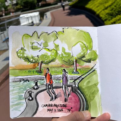 Beautiful day sketching near @cambridgeside with @uskboston last weekend