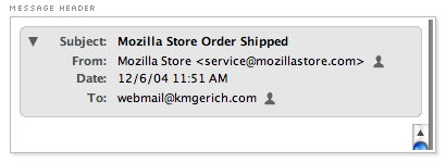 Thunderbird message header